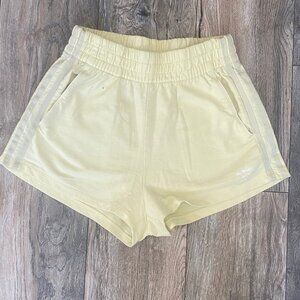 pale yellow high rise adidas cotton shorts